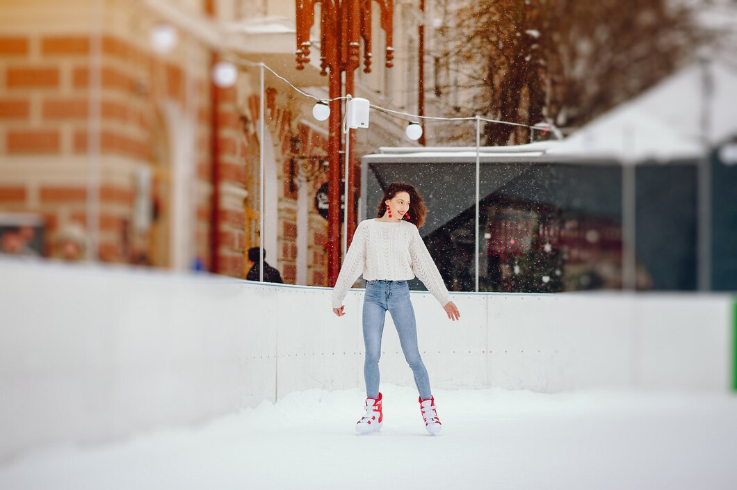 Elegant figure skater performing graceful routine